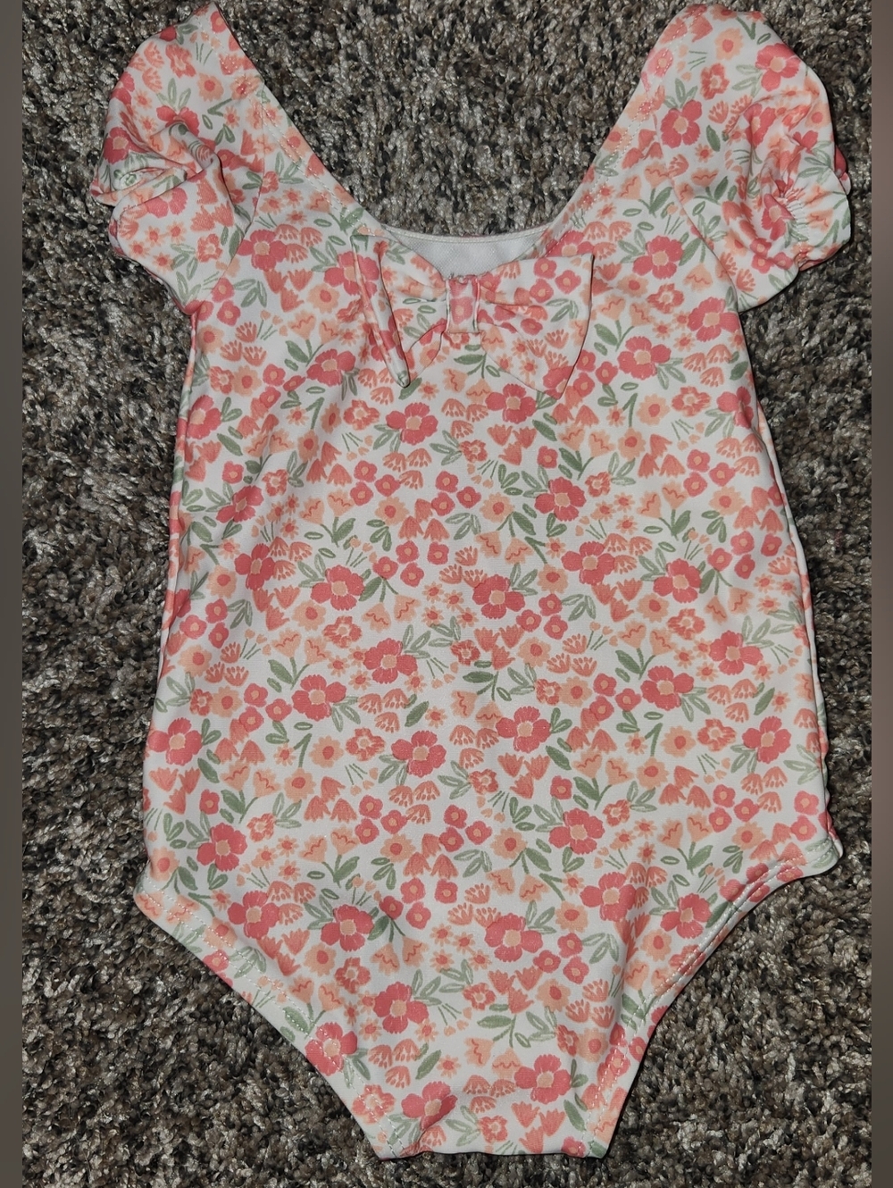 Carter's Coral Floral Girls One-Piece Bodysuit with Bow